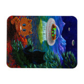Funny Black Cat UFO Tabby Cat Flying Saucer Magneet (Horizontaal)