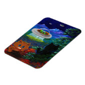 Funny Black Cat UFO Tabby Cat Flying Saucer Magneet (Linkerzijde)