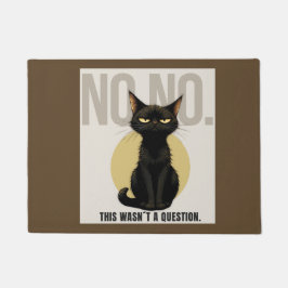 Funny Black Cat Welcome Mat – Sarcastic NO NO Cat