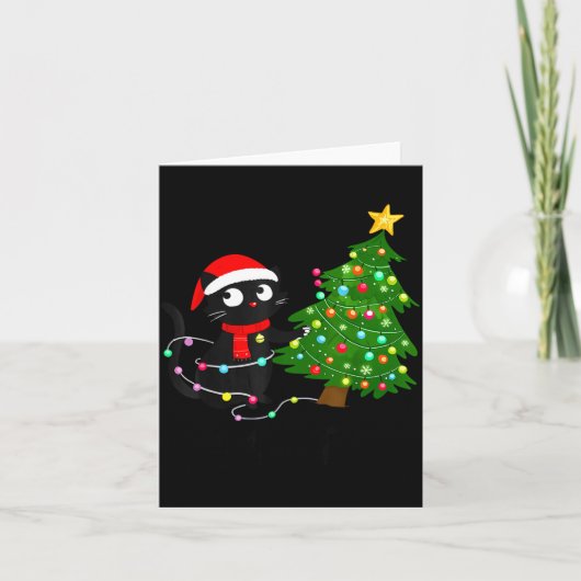 Funny Black Cat What_ Christmas Tree Funny Cat Lov Kaart (Voorkant)