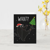Funny Black Cat What_ Christmas Tree Meme Xmas Men Kaart (Gele Bloem)