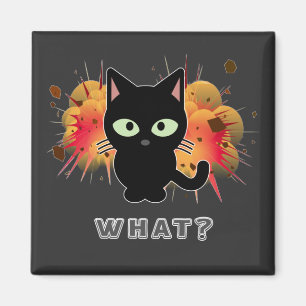 Funny Black Cat What Cute Kitten Lovers Pet Humor Magneet