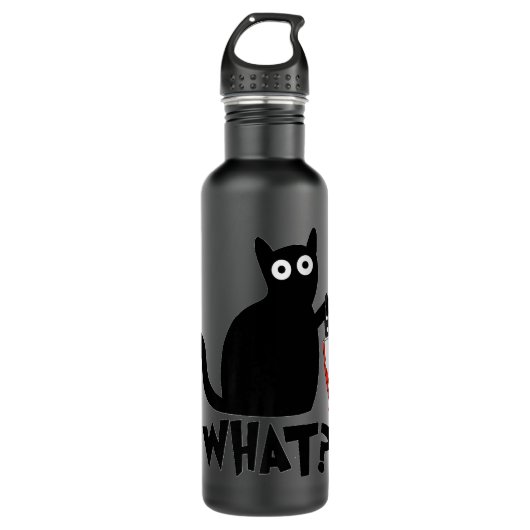 Funny Black Cat What Cute Suspicious kitten Gift W Waterfles (Voorkant)