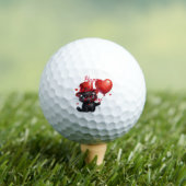 Funny Black Cat With Balloons Valentine's Day Golfballen (Insitu Shirt)