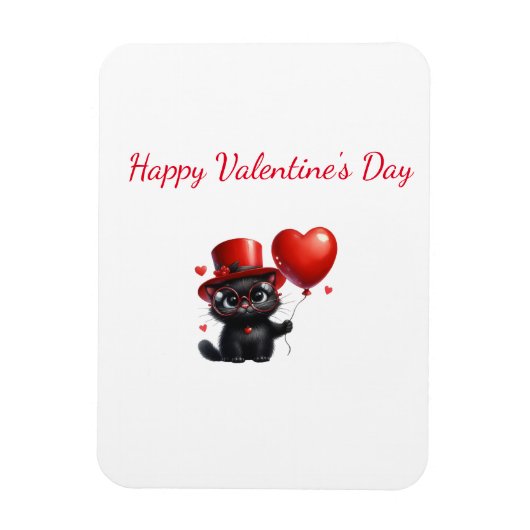 Funny Black Cat With Balloons Valentine's Day Magneet (Verticaal)