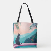 Funny Black cat with beautiful Nature Tote Bag (Achterkant)