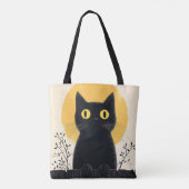 Funny Black cat with Full Moon Tote Bag (Achterkant)