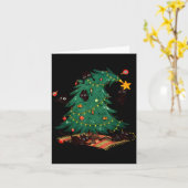 Funny Black Cats Christmas Xmas Tree Family Pajama Kaart (Gele Bloem)