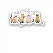 Funny Black Cats Ghost Halloween Pattern Cat Lover Sticker (Voorkant)