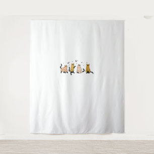 Funny Black Cats Ghost Halloween Pattern Cat Lover Wandkleed