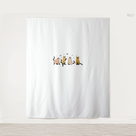 Funny Black Cats Ghost Halloween Pattern Cat Lover Wandkleed (Voorkant)