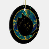 Funny Black Chubby Cat Keramisch Ornament (Rechts)