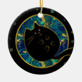 Funny Black Chubby Cat Keramisch Ornament (Voorkant)