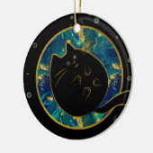 Funny Black Chubby Cat Keramisch Ornament (Links)