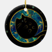 Funny Black Chubby Cat Keramisch Ornament (Achterkant)
