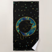 Funny Black Chubby Cat Strandlaken (Voorkant)