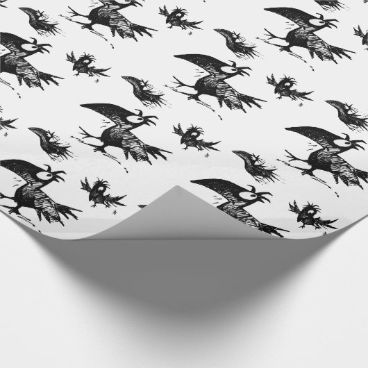 Funny Black Crow Art Cadeaupapier (Hoek)