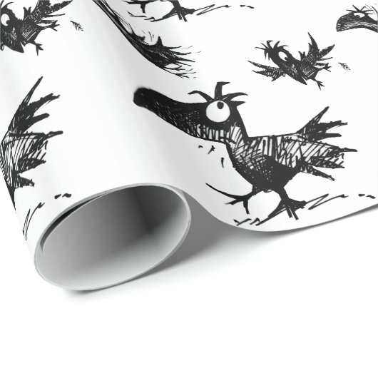 Funny Black Crow Art Cadeaupapier (Rol Hoek)