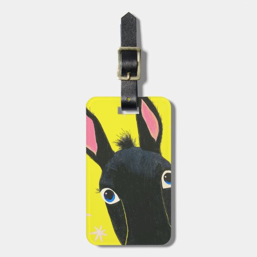 Funny Black Donkey Bagagelabel (Voorkant verticaal)