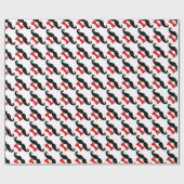 Funny Black en Red Mustache en Bowtie Cadeaupapier (Vlak)