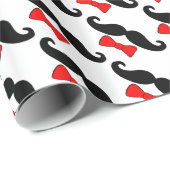 Funny Black en Red Mustache en Bowtie Cadeaupapier (Rol Hoek)