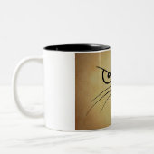 Funny Black en Tan Angry Cat Face Tweekleurige Koffiemok (Links)