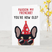 Funny Black en Tan French Bulldog Birthday Card Kaart (Gele Bloem)