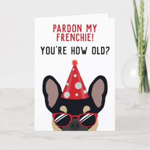 Funny Black en Tan French Bulldog Birthday Card Kaart