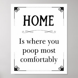  Funny Black en White Bathroom Sign Poster