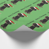 Funny Black Flat Coated Retriever kerstkunst Cadeaupapier (Hoek)