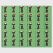 Funny Black Flat Coated Retriever kerstkunst Cadeaupapier (Vlak)