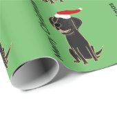 Funny Black Flat Coated Retriever kerstkunst Cadeaupapier (Rol Hoek)
