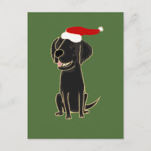Funny Black Flat Coated Retriever kerstkunst Feestdagenkaart