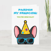 Funny Black French Bulldog Frenchie Birthday Kaart (Voorkant)