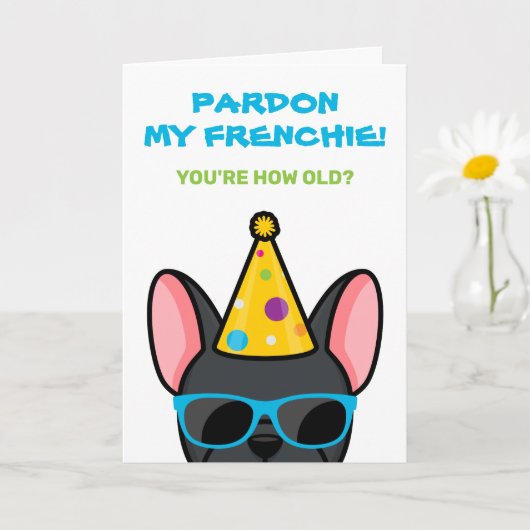 Funny Black French Bulldog Frenchie Birthday Kaart (Kleine Plant)