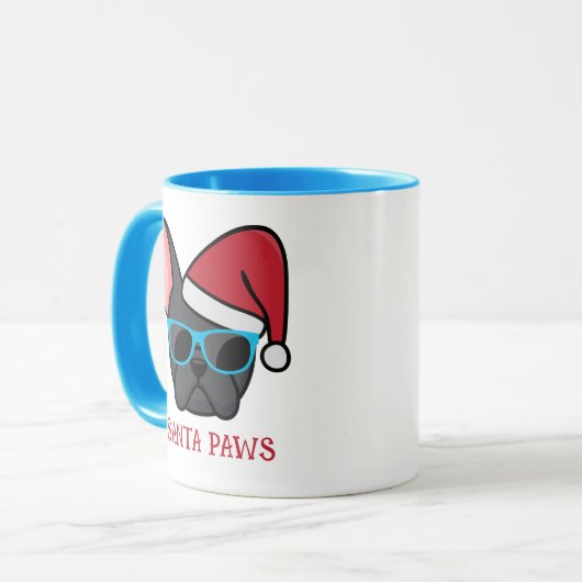 Funny Black Frenchie Santa Paws Kerstmis Mok (Voorkant links)