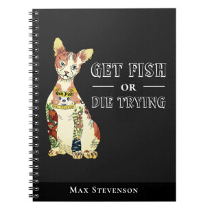 Funny Black Gangster Sphynx met Tattoos Kat papa Notitieboek