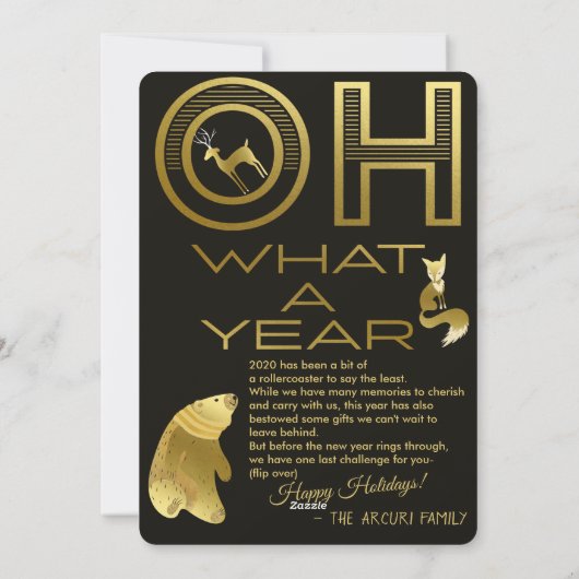 Funny Black & Gold 2020 Quarantine Bingo Kerstmis Feestdagenkaart (Achterkant)