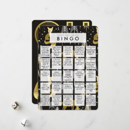 Funny Black & Gold 2020 Quarantine Bingo Kerstmis Feestdagenkaart