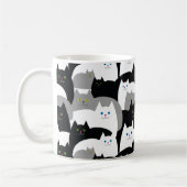 Funny Black Grey and White Kitty Cat Pattern Koffiemok (Links)