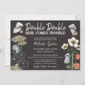 Funny Black Halloween Ghosts Twins Baby shower Kaart (Voorkant)