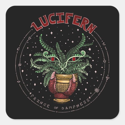 Funny Black Halloween Party Plant Demon Lucifern Vierkante Sticker (Voorkant)