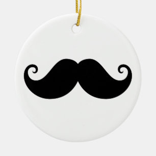 Funny black handlebar mustache trendy hipster keramisch ornament