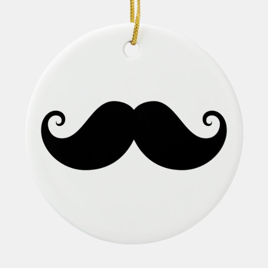 Funny black handlebar mustache trendy hipster keramisch ornament (Voorkant)