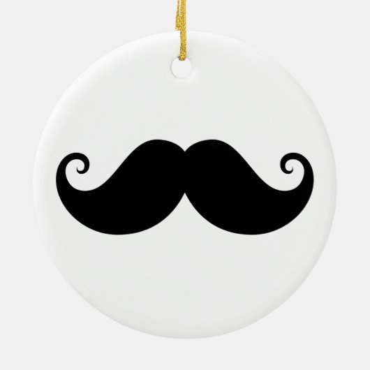 Funny black handlebar mustache trendy hipster keramisch ornament (Achterkant)