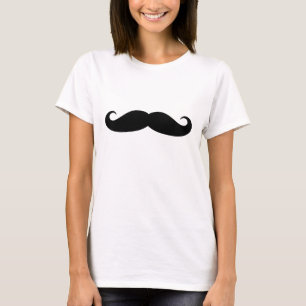 Funny black handlebar snor t shirt voor vrouwen