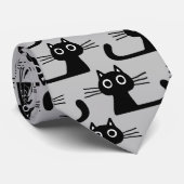 Funny Black Kitty Cats Pattern | Koude kattenlade Stropdas (Opgerold)