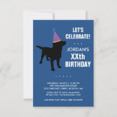 Funny Black Lab Dog Birthday Party Invitation Kaart (Voorkant)