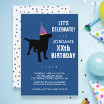 Funny Black Lab Dog Birthday Party Invitation Kaart<br><div class="desc">De perfecte uitnodiging van het feest van de verjaardag voor hondenliefhebbers met een zwarte labhond die een feestelijk pet draagt - voeg gewoon uw details toe om je te personaliseren. Verander gemakkelijk de achtergrondkleur door te klikken pas en scrolend neer aan de kleurenplukker aan. Het werkt goed voor kinderen en...</div>