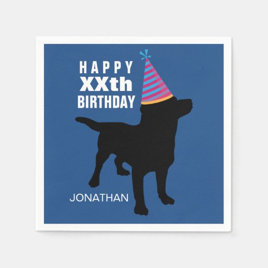 Funny Black Lab Dog Birthday Pet Uw leeftijdsnaam Servetten (Voorkant)